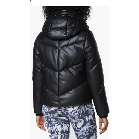 Andrew Marc Performance Hooded Puffer Faux Leather‎ Jacket Coat Size 1X NWT - Picture 3 of 8